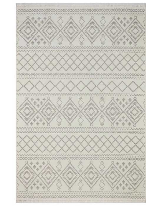 Otantik 3006 Krem Dekoratif Modern Kaymaz Tabanlı Makinede Yıkanabilir Halı Kilim