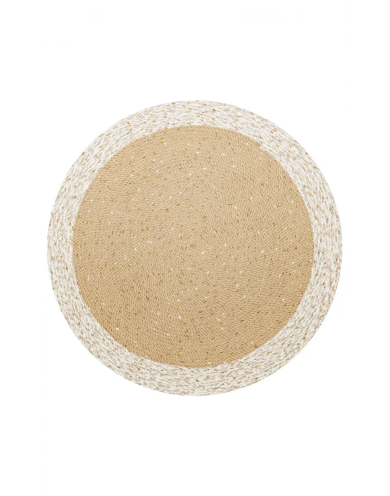 Patna PTN 02 Natural White Jüt Hasır Görünümlü Hav Toz Vermez Dekoratif Örgü Halı