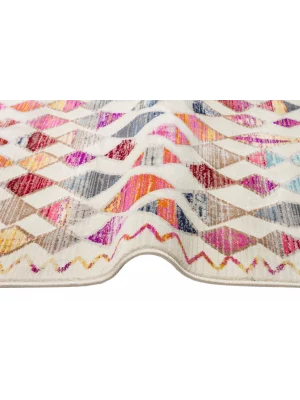 PETRA HALI 0062 Hav Toz Vermez Etnik ve Modern Desenli Renkli Saçaklı Halı