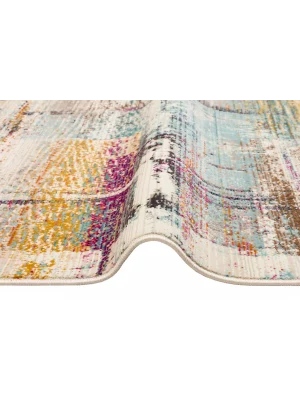 PETRA HALI 0005 Hav Toz Vermez Etnik ve Modern Desenli Renkli Saçaklı Halı
