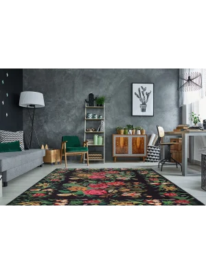 LUNA NEW HALI 0008 Otantik Geleneksel Desenli Yıkanabilir Renkli Baskı Kilim