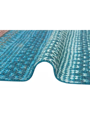 BODRUM KILIM 0062 Renkli Çift Taraflı Yıkanabilir Saçaklı Baskı Kilim