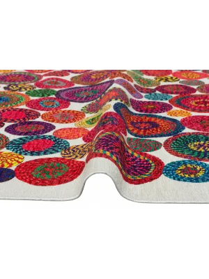 LUNA NEW HALI 0055 Otantik Geleneksel Desenli Yıkanabilir Renkli Baskı Kilim