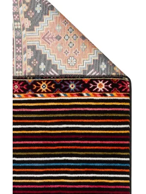 PIETRA HALI 0242 Sıcak Renk Tonlu Etnik Desenli Yumuşak Dokulu Makine Halısı