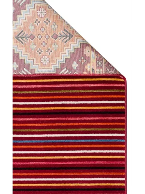 PIETRA HALI 0249 Sıcak Renk Tonlu Etnik Desenli Yumuşak Dokulu Makine Halısı