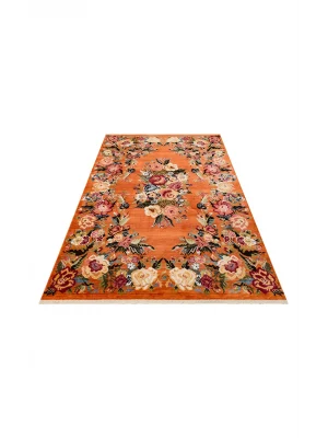 PIETRA HALI 0272 Sıcak Renk Tonlu Etnik Desenli Yumuşak Dokulu Makine Halısı