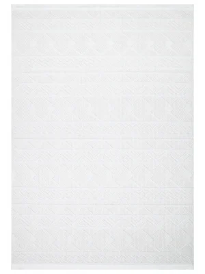 İnci 502 Beyaz Makinede Yıkanabilen Kaymaz Tabanlı İskandinav Desenli Makine Halısı