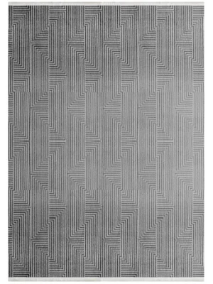 Grande 4989 Antrasit Akrilik Hav Vermez Modern Desenli Makine Halısı