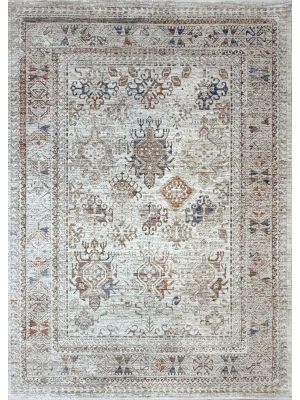 Stella 734 Krem Bej Eskitme Desenli Makine Halısı