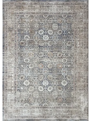 Stella 745 Mavi Krem Eskitme Desenli Makine Halısı