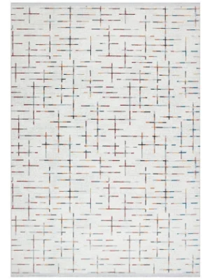 Moon 401 Beyaz Çok Renkli Dekoratif Makine Halısı