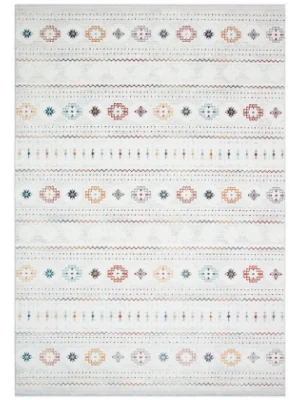 Moon 402 Beyaz Çok Renkli Dekoratif Makine Halısı