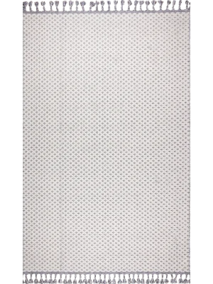 Astra 28047A Beyaz Bukle Tekniğiyle Üretilmiş Modern Makine Halısı