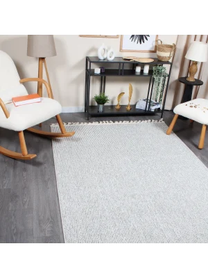 Boho BH-2 Gri Krem Bukle Dokuma Modern Makine Halısı