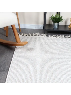 Boho BH-4 Bej Krem Bukle Dokuma Modern Makine Halısı