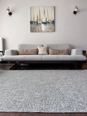 Dhoku DH003 Gri Rustik Modern Örme Kilim - indoor & outdoor