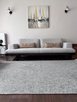 Dhoku DH004 Gri Rustik Modern Örme Kilim - indoor & outdoor