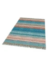 BODRUM KILIM 0062 Renkli Çift Taraflı Yıkanabilir Saçaklı Baskı Kilim