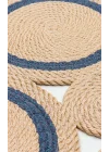 Patna PTN 01 Natural Navy Jüt Hasır Görünümlü Hav Toz Vermez Dekoratif Örgü Halı