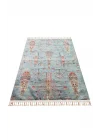 Antique ATK 09 Aqua Yıkanabilir Modern Ve Etnik Desenli Kaymaz Tabanlı Makine Halısı
