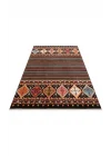 PIETRA HALI 0242 Sıcak Renk Tonlu Etnik Desenli Yumuşak Dokulu Makine Halısı