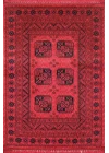 Afgan Plus 306 Kırmızı Etnik Afgan Desenli Makine Halısı