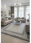 Galista SF203 Gri Antrasit Pamuk Tabanlı Akrilik Modern Çizgili Salon Halısı