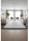 Galista SF204 Gri Antrasit Pamuk Tabanlı Akrilik Modern Çizgili Salon Halısı
