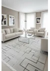 Galista SF205 Gri Antrasit Pamuk Tabanlı Akrilik Modern Çizgili Salon Halısı