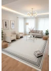 Galista SF214 Gri Antrasit Pamuk Tabanlı Akrilik Modern Çizgili Salon Halısı