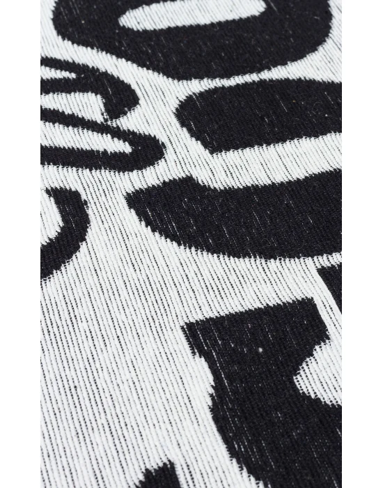 Arya Neo Arn 01 White Black Yıkanabilir Kaymaz Tabanlı Modern Pamuk Kilim
