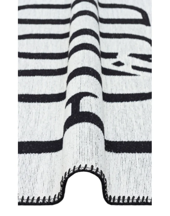 Arya Neo Arn 01 White Black Yıkanabilir Kaymaz Tabanlı Modern Pamuk Kilim