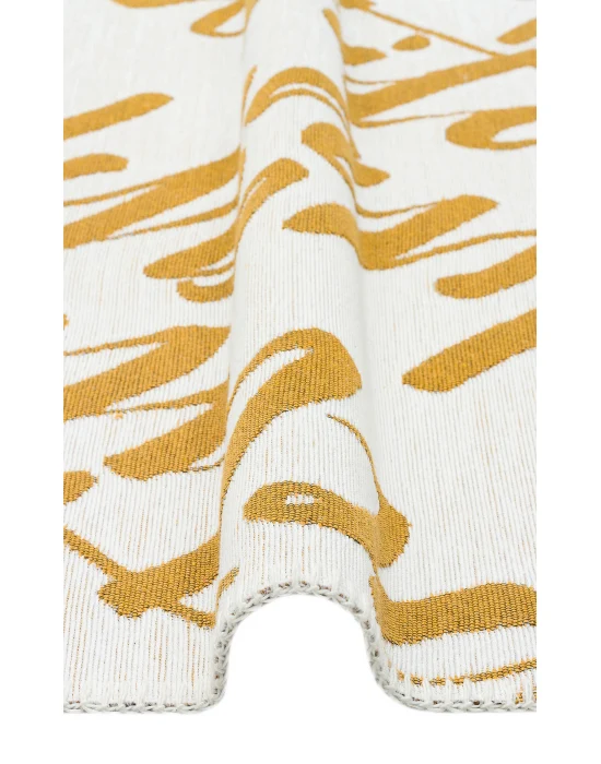 Arya Neo Arn 02 White Yellow Yıkanabilir Kaymaz Tabanlı Modern Pamuk Kilim
