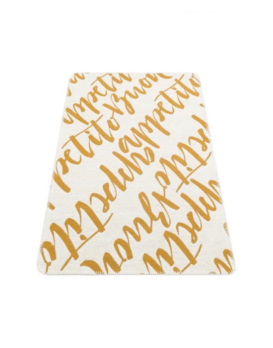 Arya Neo Arn 02 White Yellow Yıkanabilir Kaymaz Tabanlı Modern Pamuk Kilim