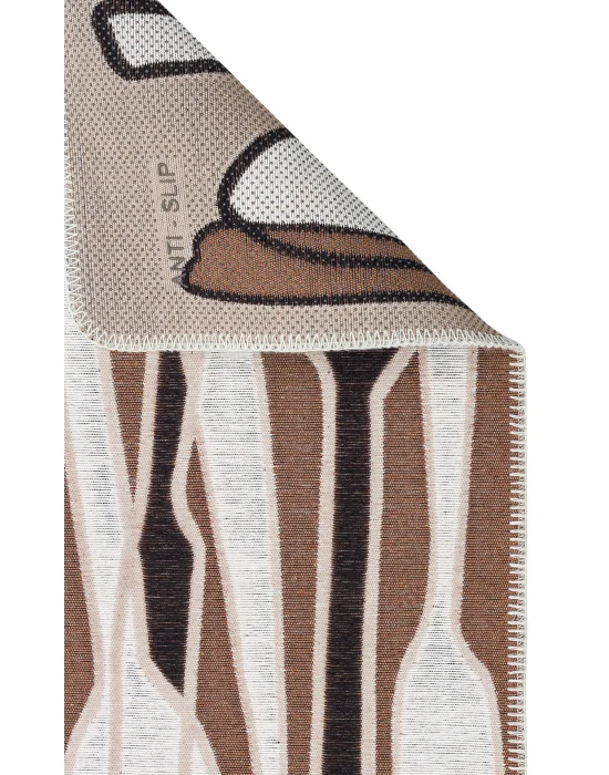 Arya Neo Arn 06 Brown White Yıkanabilir Kaymaz Tabanlı Modern Pamuk Kilim