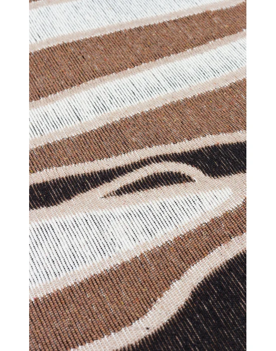 Arya Neo Arn 06 Brown White Yıkanabilir Kaymaz Tabanlı Modern Pamuk Kilim