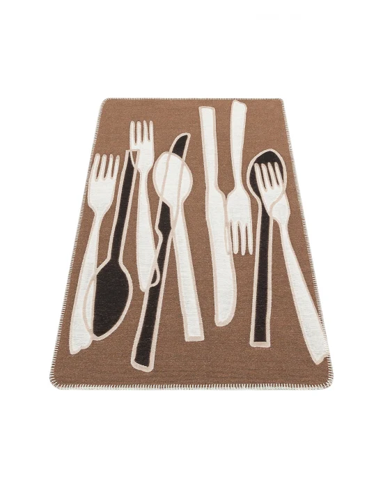 Arya Neo Arn 06 Brown White Yıkanabilir Kaymaz Tabanlı Modern Pamuk Kilim