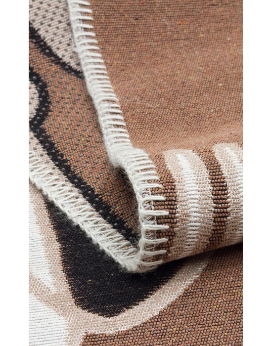 Arya Neo Arn 06 Brown White Yıkanabilir Kaymaz Tabanlı Modern Pamuk Kilim