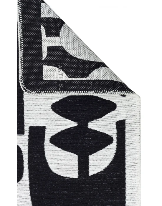 Arya Neo Arn 07 Whıte Black Yıkanabilir Kaymaz Tabanlı Modern Pamuk Kilim