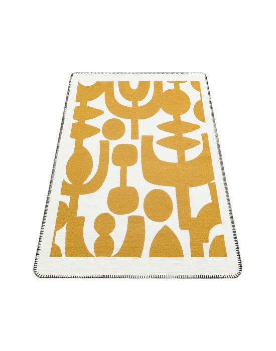 Arya Neo Arn 07 White Yellow Yıkanabilir Kaymaz Tabanlı Modern Pamuk Kilim