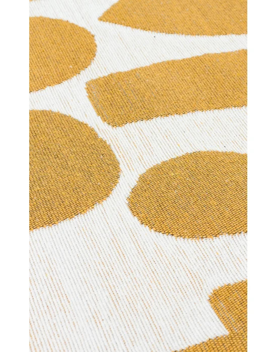 Arya Neo Arn 07 White Yellow Yıkanabilir Kaymaz Tabanlı Modern Pamuk Kilim