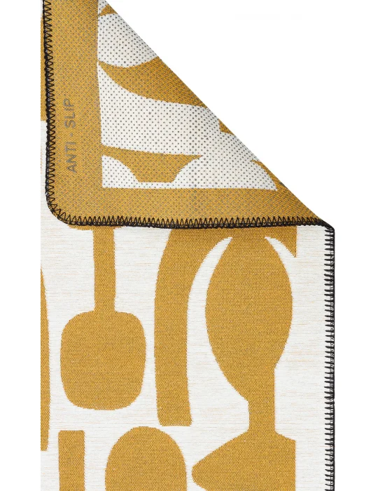 Arya Neo Arn 07 White Yellow Yıkanabilir Kaymaz Tabanlı Modern Pamuk Kilim