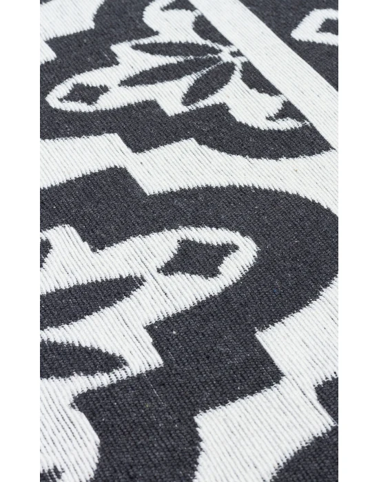 Arya Neo Arn 08 Antrasit White Yıkanabilir Kaymaz Tabanlı Modern Pamuk Kilim