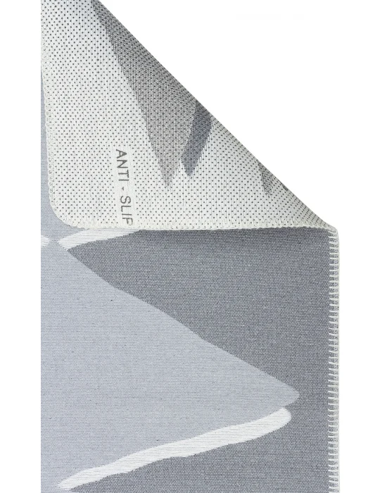 Arya Neo Arn 09 Grey White Yıkanabilir Kaymaz Tabanlı Modern Pamuk Kilim