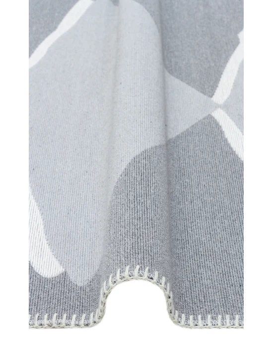Arya Neo Arn 09 Grey White Yıkanabilir Kaymaz Tabanlı Modern Pamuk Kilim