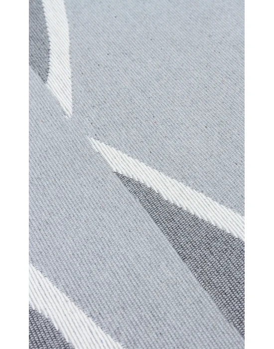 Arya Neo Arn 09 Grey White Yıkanabilir Kaymaz Tabanlı Modern Pamuk Kilim