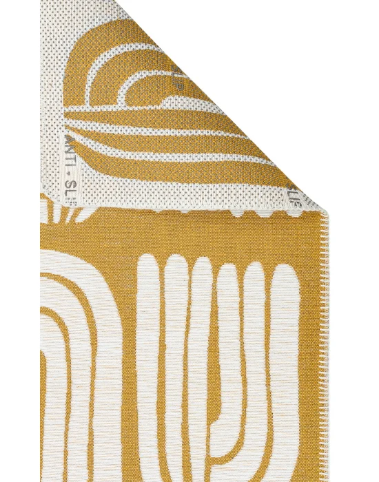 Arya Neo Arn 10 White Yellow Yıkanabilir Kaymaz Tabanlı Modern Pamuk Kilim