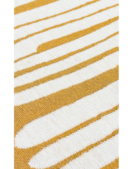 Arya Neo Arn 10 White Yellow Yıkanabilir Kaymaz Tabanlı Modern Pamuk Kilim
