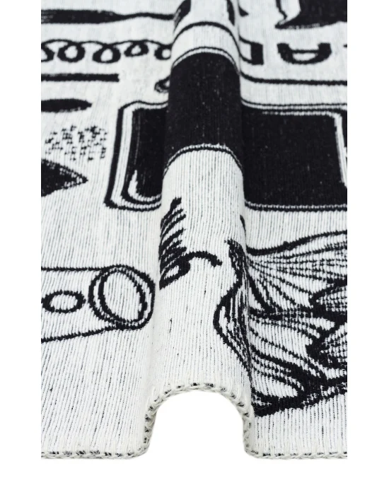 Arya Neo Arn 11 White Black Yıkanabilir Kaymaz Tabanlı Modern Pamuk Kilim