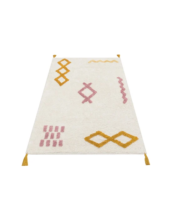 COTTON BOON HALI 0025 Yıkanabilir Kaymaz Tabanlı Naturel Pamuk Bebek Halısı